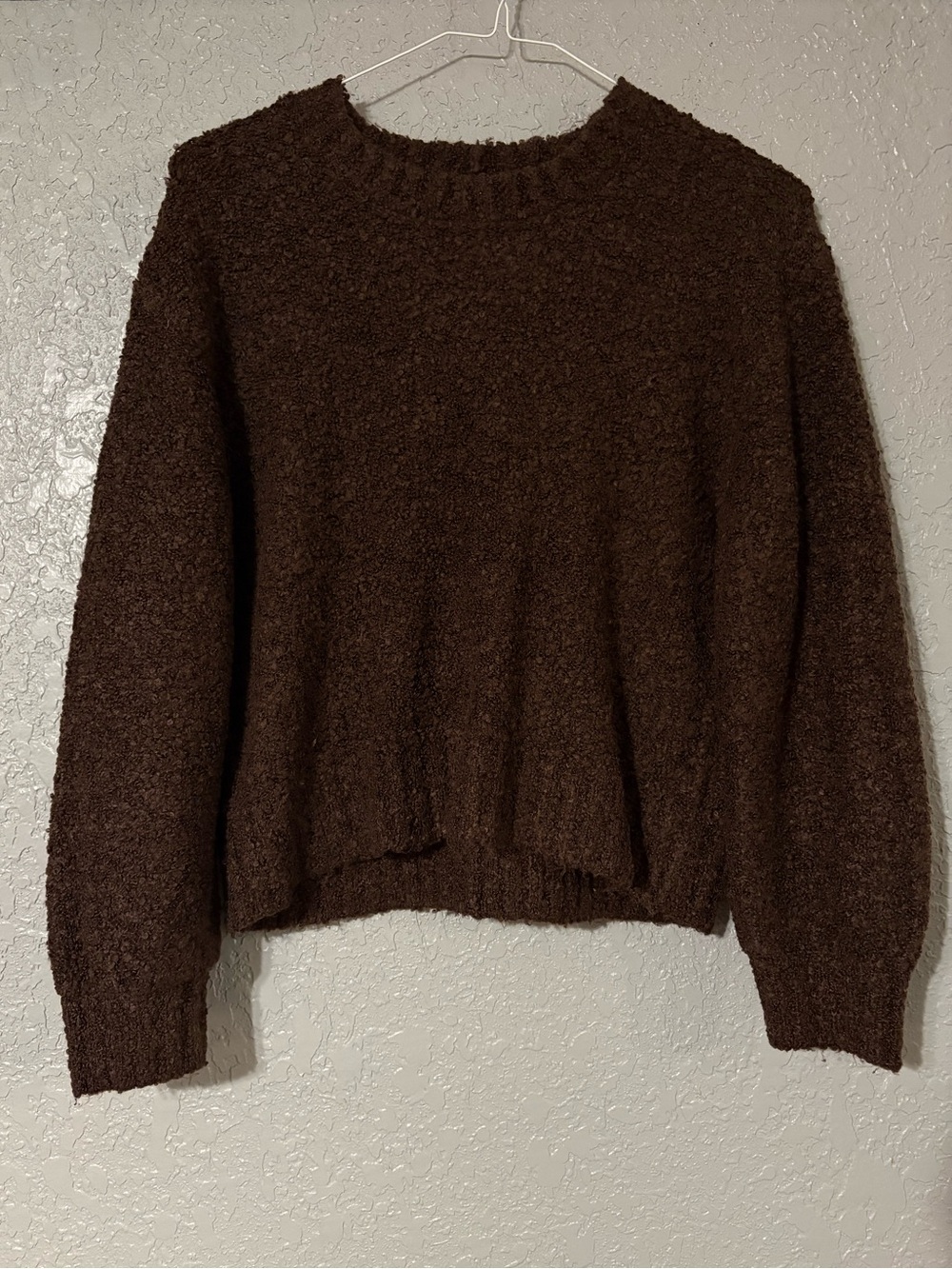 cloth & stone Chocolate Brown Fuzzy Crewneck Sweater